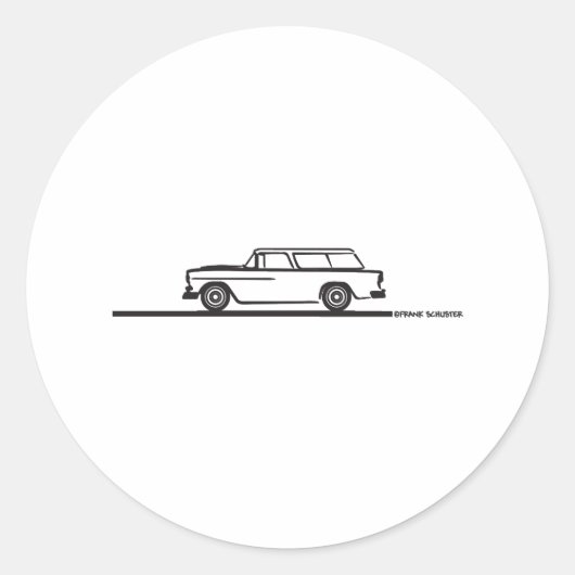 Chevy Nomad 1955 Ronde Sticker (Voorkant)