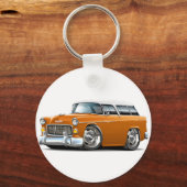 Chevy Nomad Oranje-White auto 1955 Sleutelhanger (Voorkant)