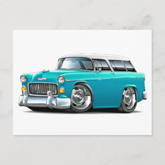 Chevy Nomad Turquoise-White 1955 Briefkaart (Voorkant)
