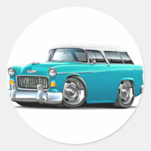 Chevy Nomad Turquoise-White 1955 Ronde Sticker