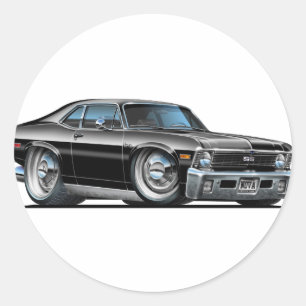 Chevy Nova Black Car Ronde Sticker