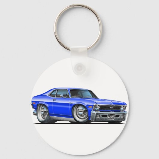 Chevy Nova Blue Car Sleutelhanger (Voorkant)
