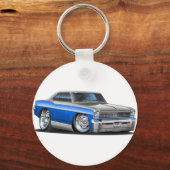Chevy Nova Blue-Grey Car Sleutelhanger (Voorkant)