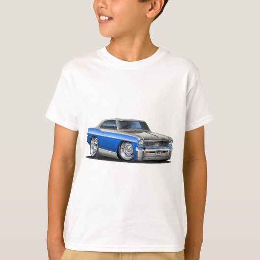 Chevy Nova Blue-Grey Car T-shirt (Voorkant)