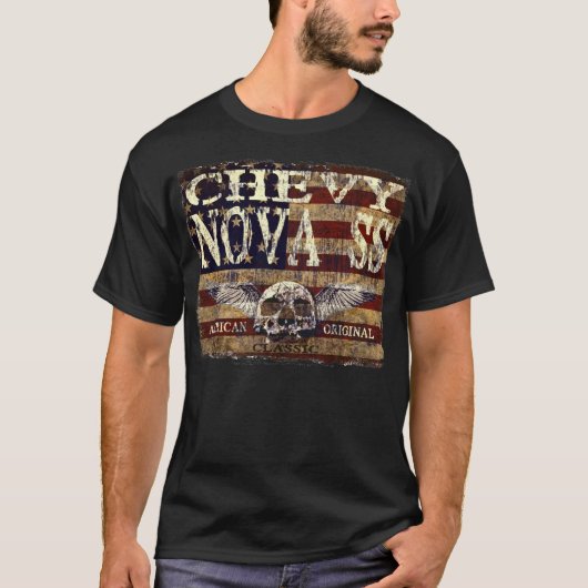 Chevy Nova SS Design against Eroded Flag T-shirt (Voorkant)