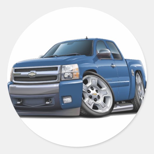 Chevy Silverado Blauw Graniet Uitgebreide Cabine Ronde Sticker (Voorkant)