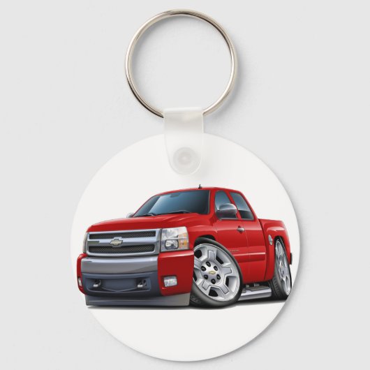 Chevy Silverado Red Extended Cab Sleutelhanger (Voorkant)