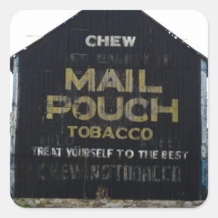 Chew Mail Pouch Tobacco Barn - Originele foto Vierkante Sticker