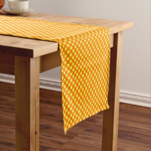 CHEX 3-ORANJE GEEL-KATOENTABEL RUNNER-14x72in Korte Tafelloper