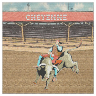 Cheyenne Rodeo Cowboy Bull Riding Fabric Stof