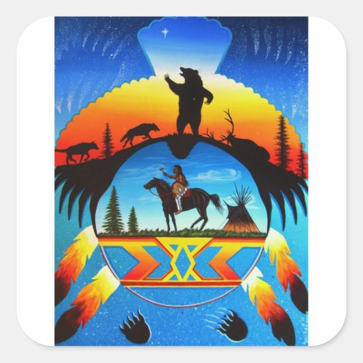 Cheyenne schild vierkante sticker (Voorkant)