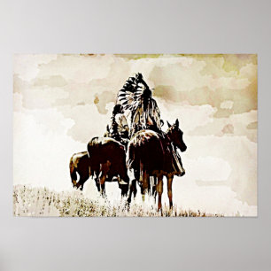 Cheyenne Warriors Canvas afdrukken Poster