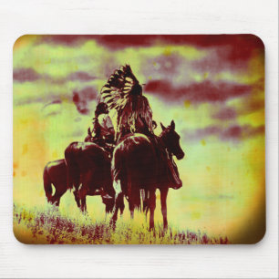  Cheyenne Warriors op het muisblok Horseback Muismat