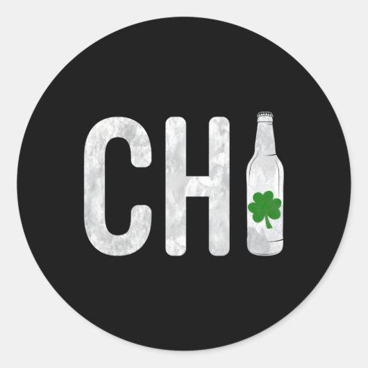 Chi Chicago Beer Bottle Irish St Patrick Day Ronde Sticker (Voorkant)