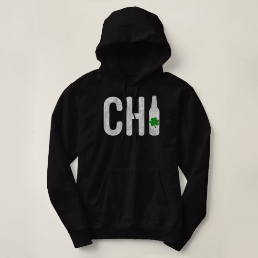 CHI Chicago Beer Bottle Irish St Patrick Day Swea Hoodie (Design voorkant)