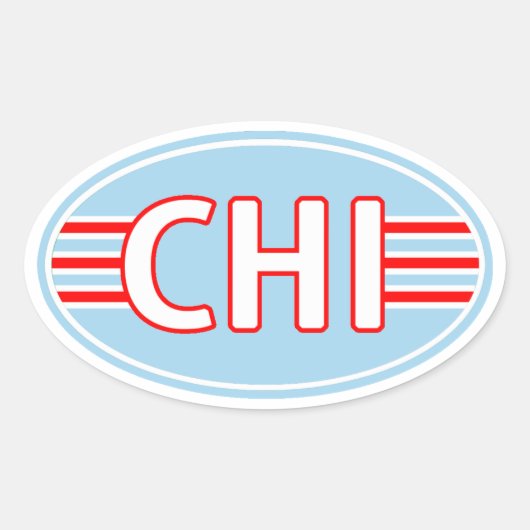 CHI Chicago vlag kleuren Ovale Sticker (Voorkant)