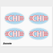 CHI Chicago vlag kleuren Ovale Sticker (Vel)