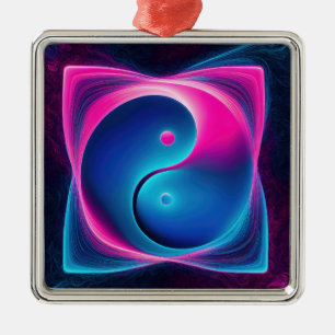 Chi Fusion: Levendige Yin Yang-energieën Metalen Ornament