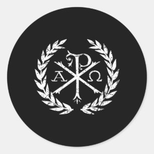 Chi Rho Alpha Omega Christelijk Gelooofssymbool Ronde Sticker