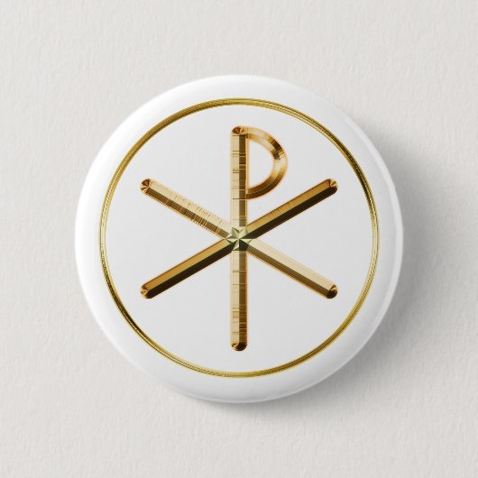 Chi-Rho-gloed Ronde Button 5,7 Cm (Voorkant)