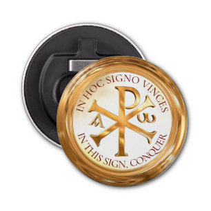 Chi-Rho   Het monogram van Christus Button Flesopener