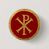Chi Rho Ronde Button 3,2 Cm (Voorkant)