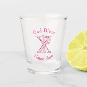 Chi Ro Christelijk Kruis Roze Persoonlijk Shot Glas