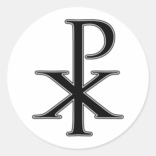 Chi Ro Ronde Sticker (Voorkant)