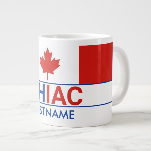 Chiac Acadische Canadese Vlag Achternaam Extra Grote Beker (Voorkant rechts)
