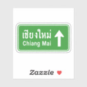 Chiang Mai Ahead ⚠ Thai Highway Traffic Sign ⚠ Sticker (Vel)