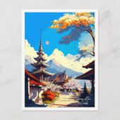 Chiang May Thailand Vintage Travel Illustratie Briefkaart (Voorkant)