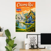 Chiang Rai Thailand - Vintage Travel Poster (Bureau à domicile)