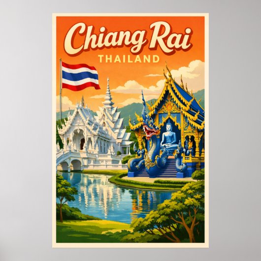 Chiang Rai Thailand - Vintage Travel Poster (Devant)