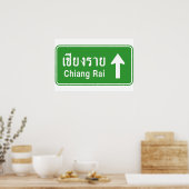 Chiang Rai Vooruit ⚠ Thais Verkeersbord ⚠ Poster (Keuken)
