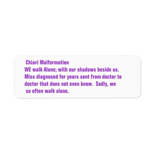 Chiari Malformation Awareness Etiket (Voorkant)