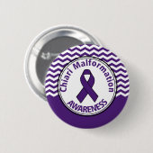 Chiari Malformation Paarse Awareness Ribbon Button (Voorkant /achterkant)