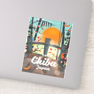 Chiba Japan vintage reisposter print kunst. Sticker