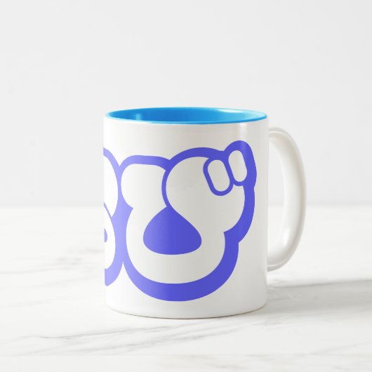 Chibi ち び Japans nihongo Hiragana script Tweekleurige Koffiemok (Voorkant rechts)