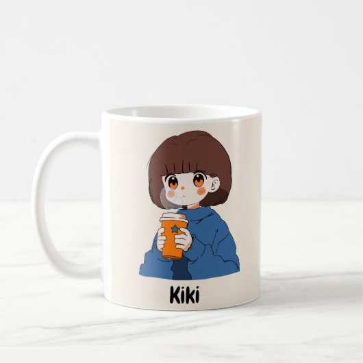 Chibi anime fille boire du café Mug (Gauche)