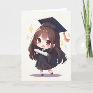 Chibi Anime Girl School Feestdagen Kaart