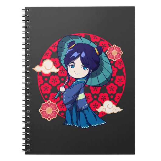 Chibi Anime Kawaii Kimono Notitieboek (Voorkant)