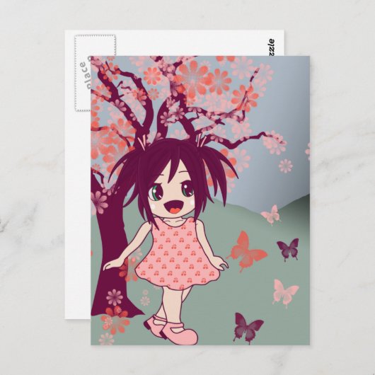 Chibi Anime Manga Cute Japonaise Carte postale (Devant / Derrière)