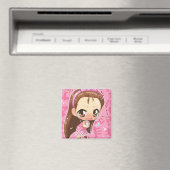 Chibi Anime Meisje Button 2 Magneet (Insitu (Vaatwasser))