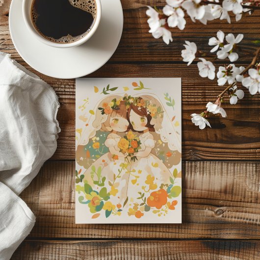 Chibi Anime Meisje Lesbische bruiloft