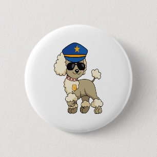 Chibi Anime Politie Poedel Hond Ronde Button 5,7 Cm