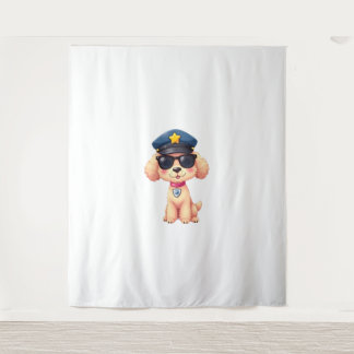 Chibi Anime Politie Poedel Hond Wandkleed