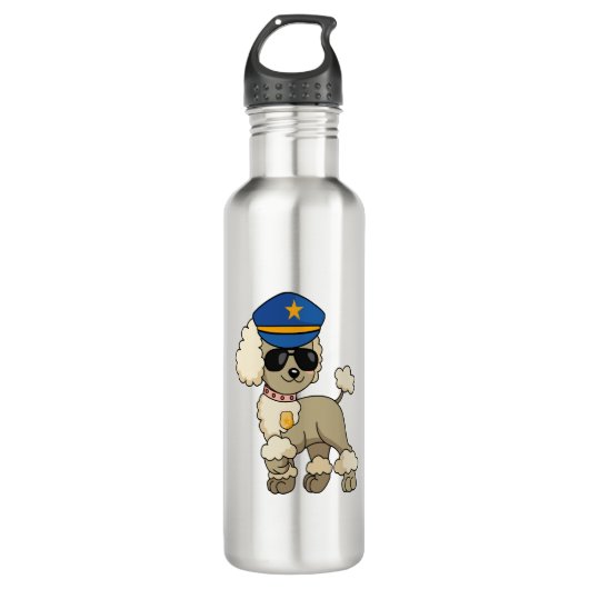 Chibi Anime Politie Poedel Hond Waterfles (Voorkant)