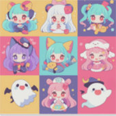 Chibi Anime Pop Art Custom-Cut Vinyl Stickers (Voorkant)