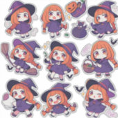 Chibi Anime Purple Witple Stickers Vinyl Coupé Sur (Devant)