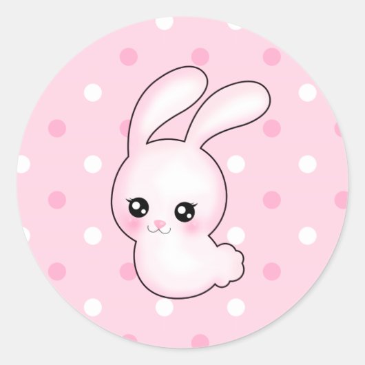 Chibi Anime Roze Paashaas Konijn Ronde Sticker (Voorkant)